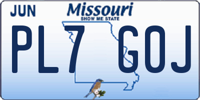 MO license plate PL7G0J
