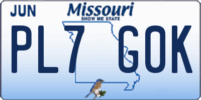 MO license plate PL7G0K