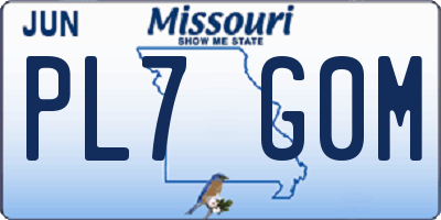 MO license plate PL7G0M