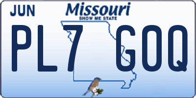 MO license plate PL7G0Q