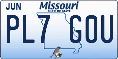 MO license plate PL7G0U