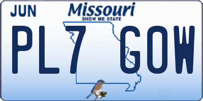 MO license plate PL7G0W
