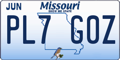MO license plate PL7G0Z