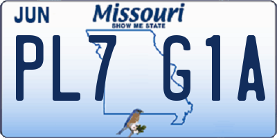 MO license plate PL7G1A