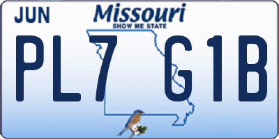 MO license plate PL7G1B