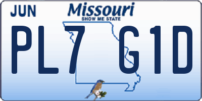 MO license plate PL7G1D