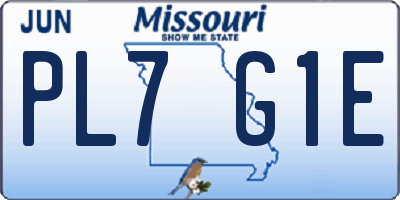 MO license plate PL7G1E