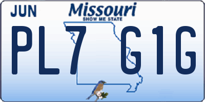 MO license plate PL7G1G