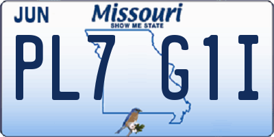 MO license plate PL7G1I