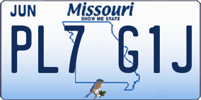 MO license plate PL7G1J