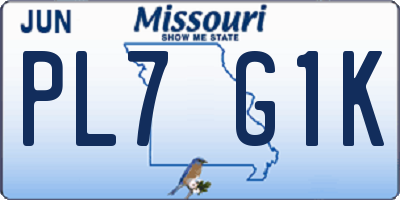 MO license plate PL7G1K