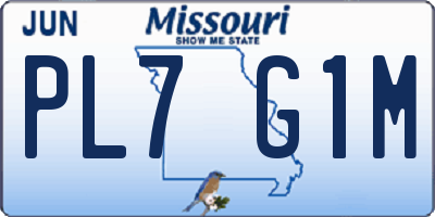 MO license plate PL7G1M