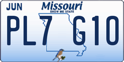 MO license plate PL7G1O