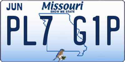 MO license plate PL7G1P