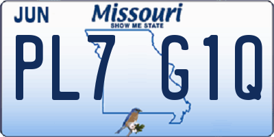 MO license plate PL7G1Q