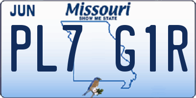 MO license plate PL7G1R