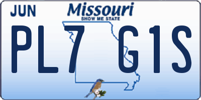 MO license plate PL7G1S