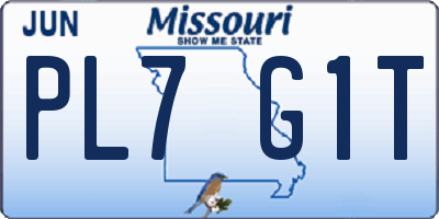 MO license plate PL7G1T