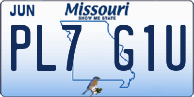 MO license plate PL7G1U