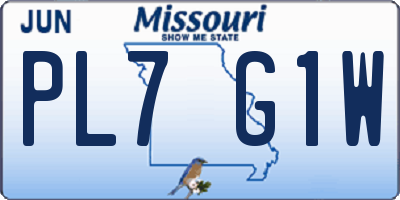MO license plate PL7G1W