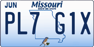 MO license plate PL7G1X