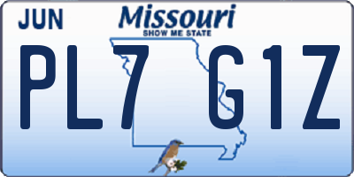 MO license plate PL7G1Z