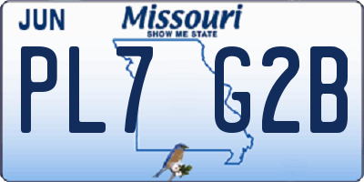 MO license plate PL7G2B