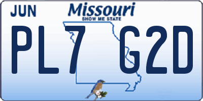 MO license plate PL7G2D