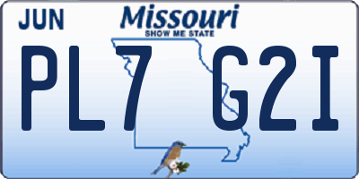 MO license plate PL7G2I
