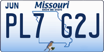 MO license plate PL7G2J