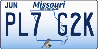 MO license plate PL7G2K