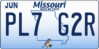 MO license plate PL7G2R