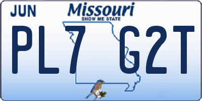 MO license plate PL7G2T