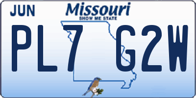 MO license plate PL7G2W