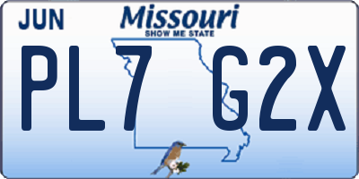 MO license plate PL7G2X