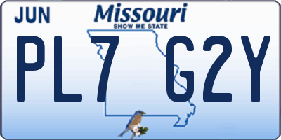 MO license plate PL7G2Y