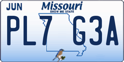 MO license plate PL7G3A