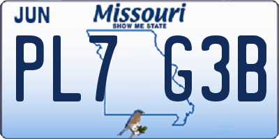 MO license plate PL7G3B