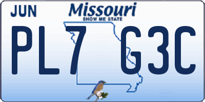 MO license plate PL7G3C