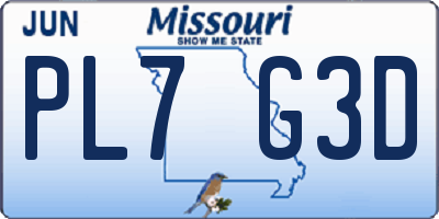 MO license plate PL7G3D