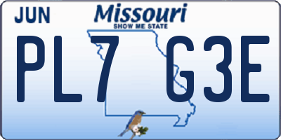 MO license plate PL7G3E