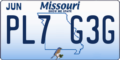 MO license plate PL7G3G