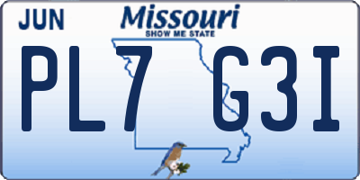 MO license plate PL7G3I