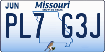 MO license plate PL7G3J