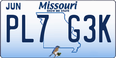 MO license plate PL7G3K