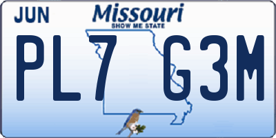 MO license plate PL7G3M