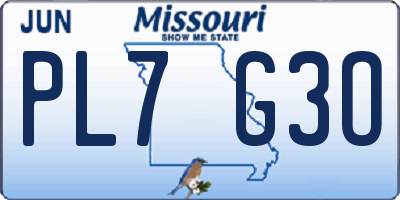 MO license plate PL7G3O