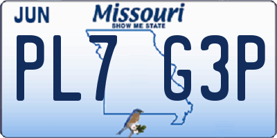 MO license plate PL7G3P