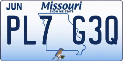 MO license plate PL7G3Q