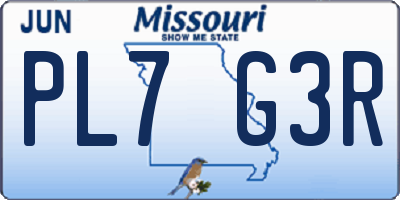 MO license plate PL7G3R
